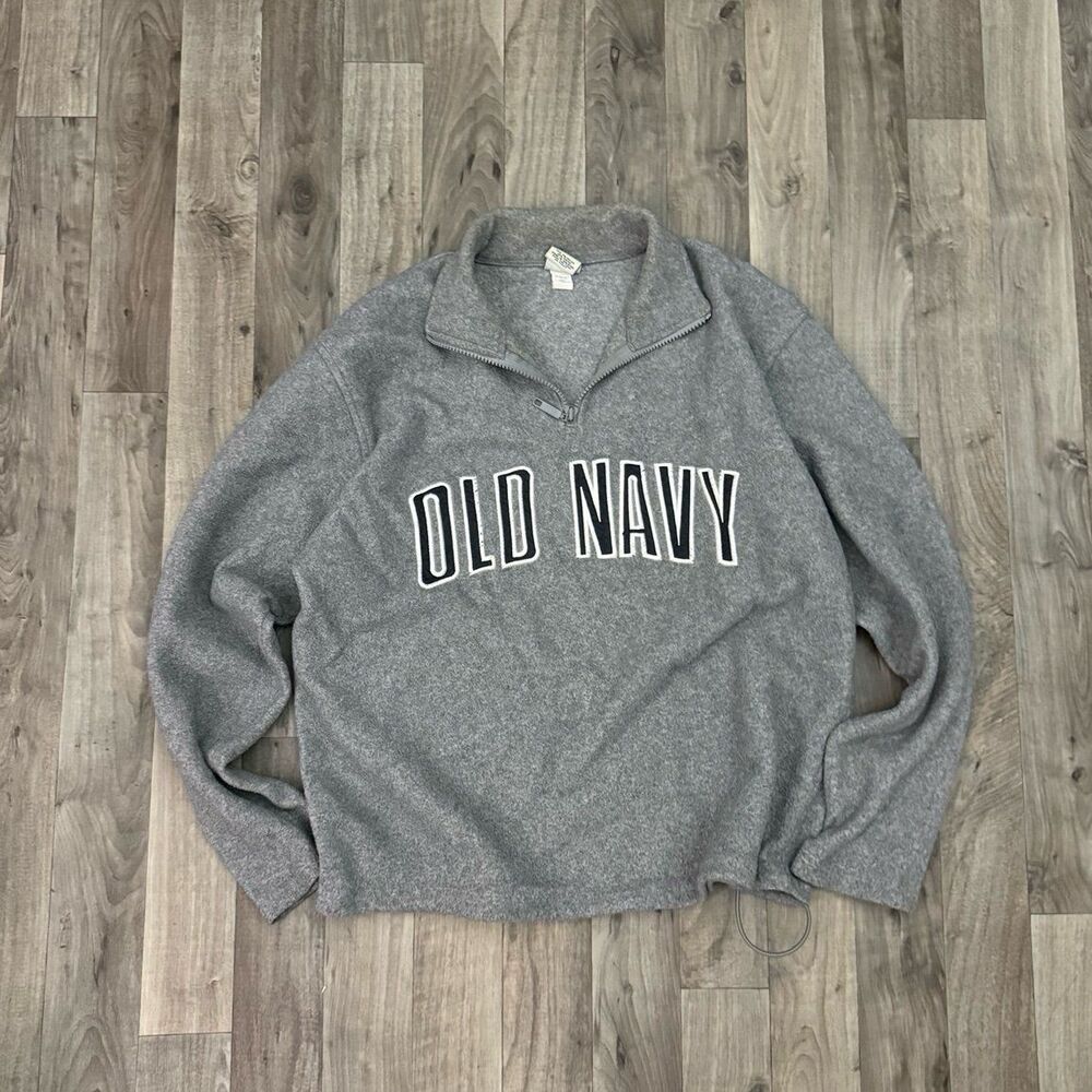 Old Navy vintage y2k retro gray 1/4 zip sweatshirt